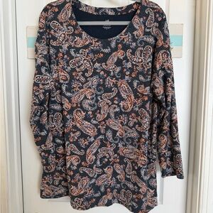 J Jill Blue Paisley Tunic Top Sz XL